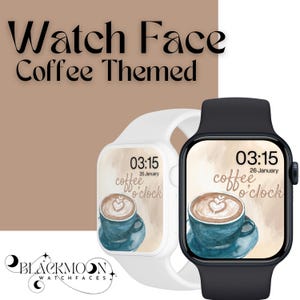 Quadrante dell'orologio a tema caffè / Sfondo estetico per orologio digitale per Apple Watch e smartwatch