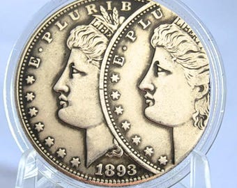 1893 S Morgan Silver Dollar Two Face Error A Very Rare & Sought