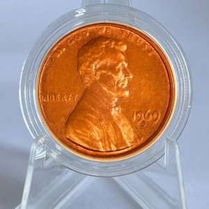 Moeda comemorativa autêntica de 1969 S Double Lincoln Penny Cent dos EUA
