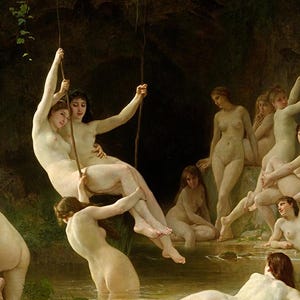 Nymphaeum Art Print, Bouguereau Nymphs, 19th Century Mythology