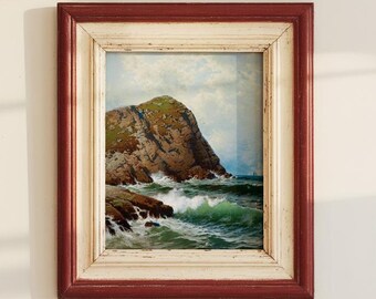 Vintage Maine Coast Art Print: Mohegan Island Seascape