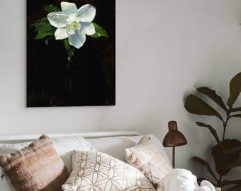 Magnolia Flower Art Print: Symbolist Floral Oil Painting Reproduction