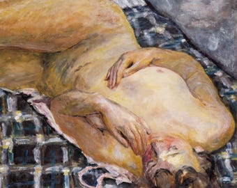 Reclining Nude Art Print | French Post-Impressionist Wall Art on Fine Art Paper or Canvas | Vintage Outdoor Figurative Decor