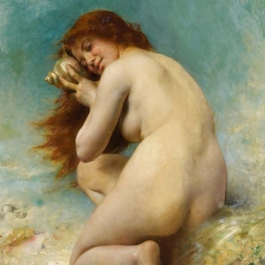 Water Nymph Fine Art Print: French Academic Mythological Painting