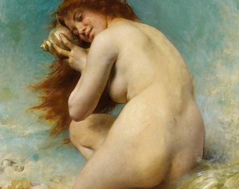 Water Nymph Fine Art Print: French Academic Mythological Painting