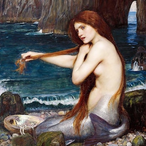 John William Waterhouse Mermaid Art Print: Pre-Raphaelite Ocean Painting