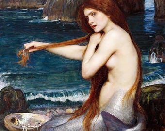 John William Waterhouse Mermaid Art Print: Pre-Raphaelite Ocean Painting