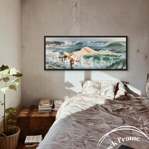 Birth of Venus Print – 19th Century Goddess, Nautical Art black canvas frame