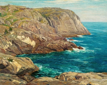 William Robinson - Mohegan Headlands Art Print: Vintage Coastal Maine Seascape