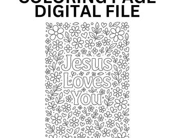 Christian Jesus Loves You Cross Coloring Page Activity Page - Fun & Festive - Printable!