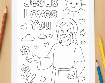 Christian Coloring Page Jesus Loves You Activity Page - Printable! Sunday School Coloring!