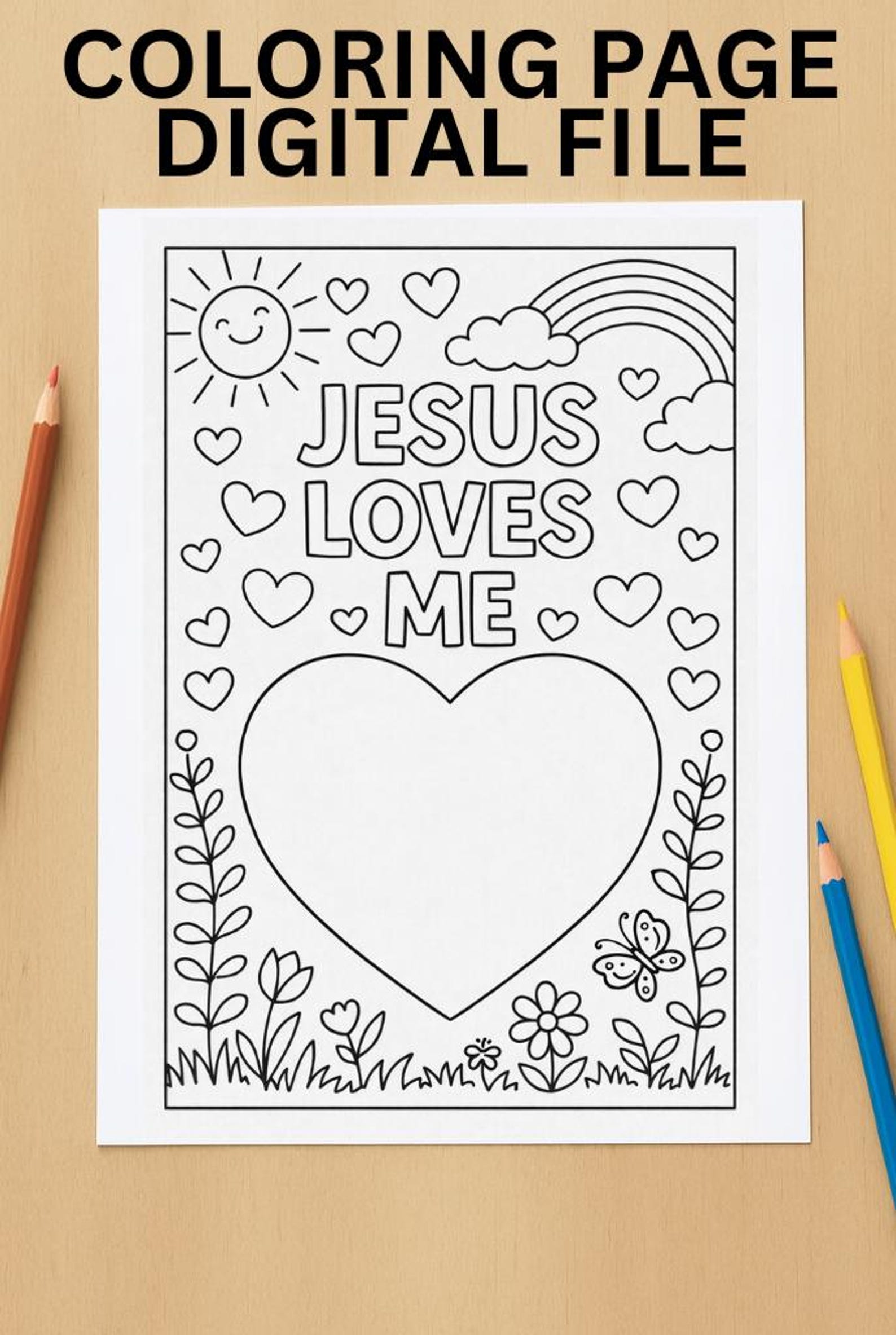 Christian Coloring Page Activity Page Jesus Loves Me - Fun & Festive ...
