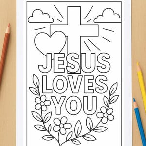 Christian Jesus liebt dich Kreuz Ausmalseite Aktivitätsseite - Spaß & Festlich - zum Ausdrucken!