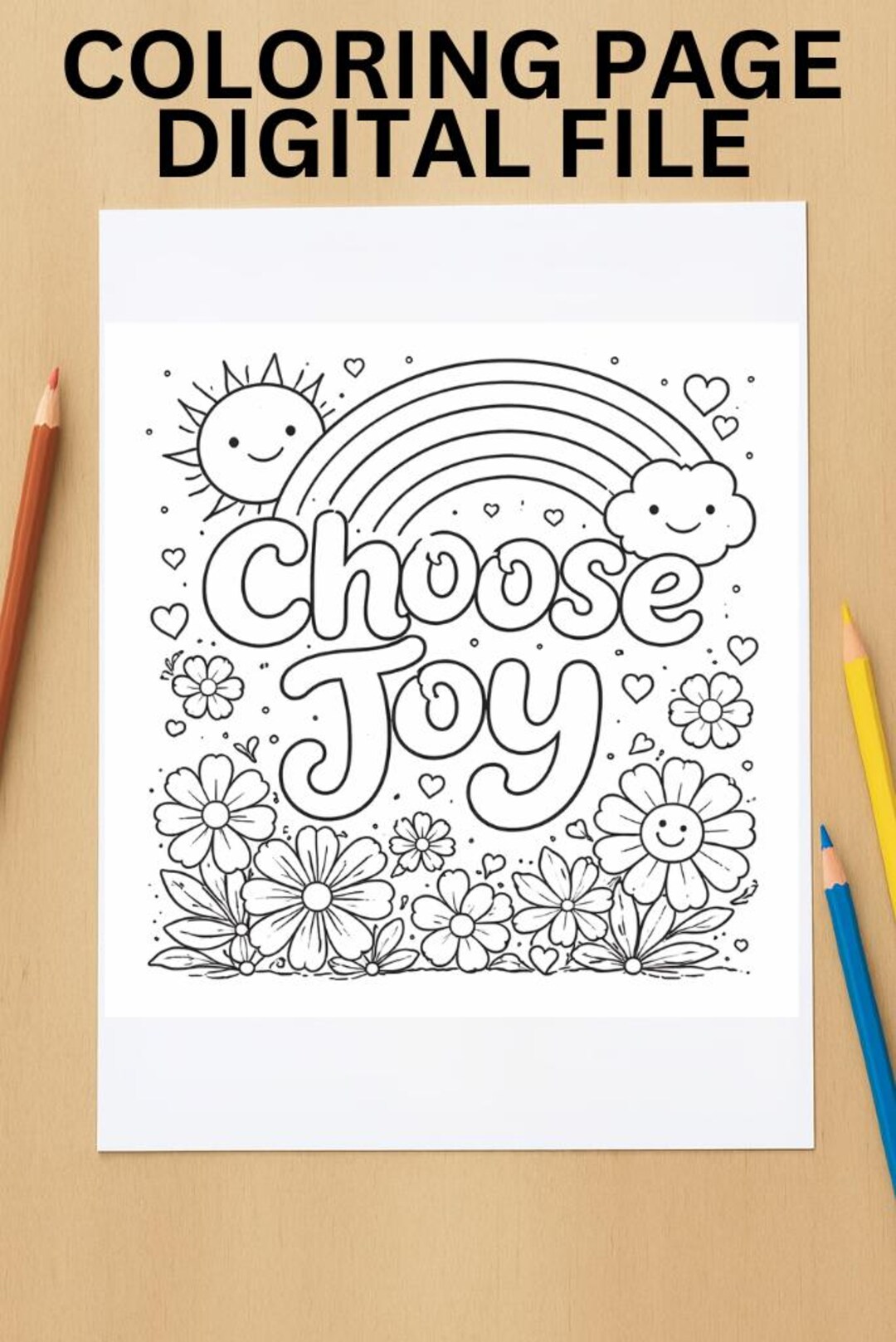 Easynote Coloring Sheet Choose Joy Printable Coloring Page | Positive Affirmation | Easy ...