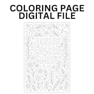Christian Jesus Loves Me Coloring Page Activity Page - Fun & Festive - Printable!