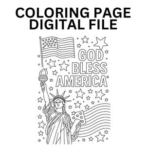 Patriotic God Bless America USA Coloring Page Activity Page - Fun & Festive - Printable!