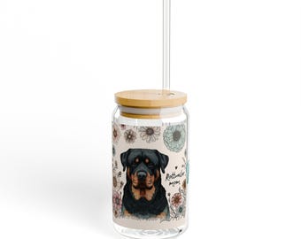 Vaso personalizado para mamá rottweiler: regalo floral para mamá canina