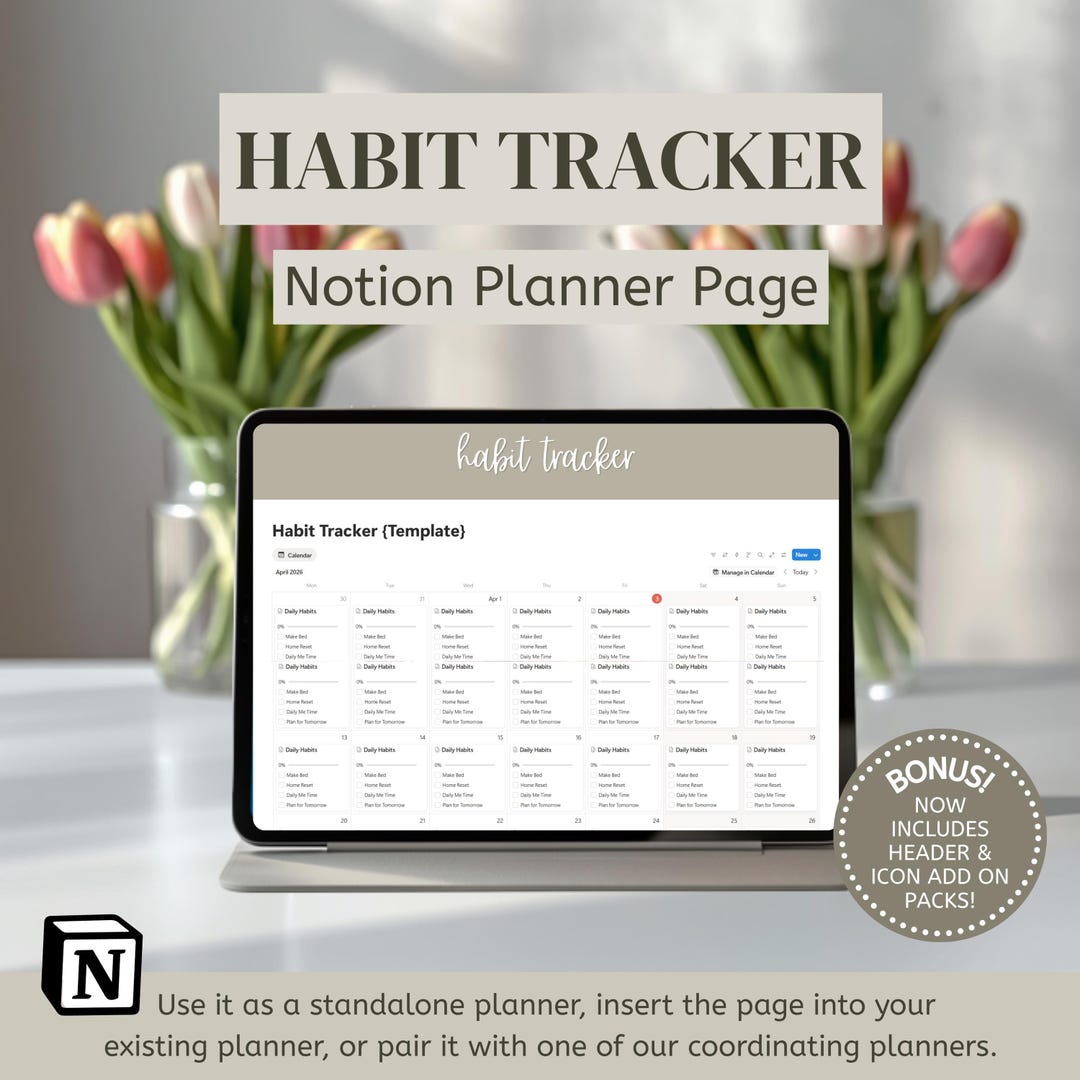 Habit Tracker Notion Template | Daily Routine Planner, ADHD Habit ...