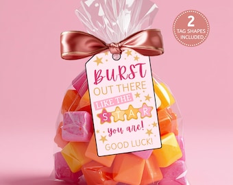 Burst Like a Star Gift Tag | Team Good Luck | Goodie Treat Bag | PDF Files | Dance Team Gift, Sport Team Gift Ideas