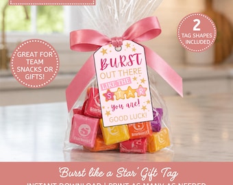Starburst Good Luck Gift Tag Printable, Team Treat Tags, Cheer Gift, Dance Competition Favor, Sports Team Gift, Instant Download