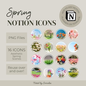 Spring Notion Icon Images | Radiant, Warm Spring Vibes | Earthy Notion Planner Icons for Digital Planner Aesthetic