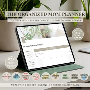 Organized Mom Notion Planner: Ultimate Digital Planner for Moms, Habit Tracker, Home Manager, Gratitude Tracker, Digital Journal Notebook