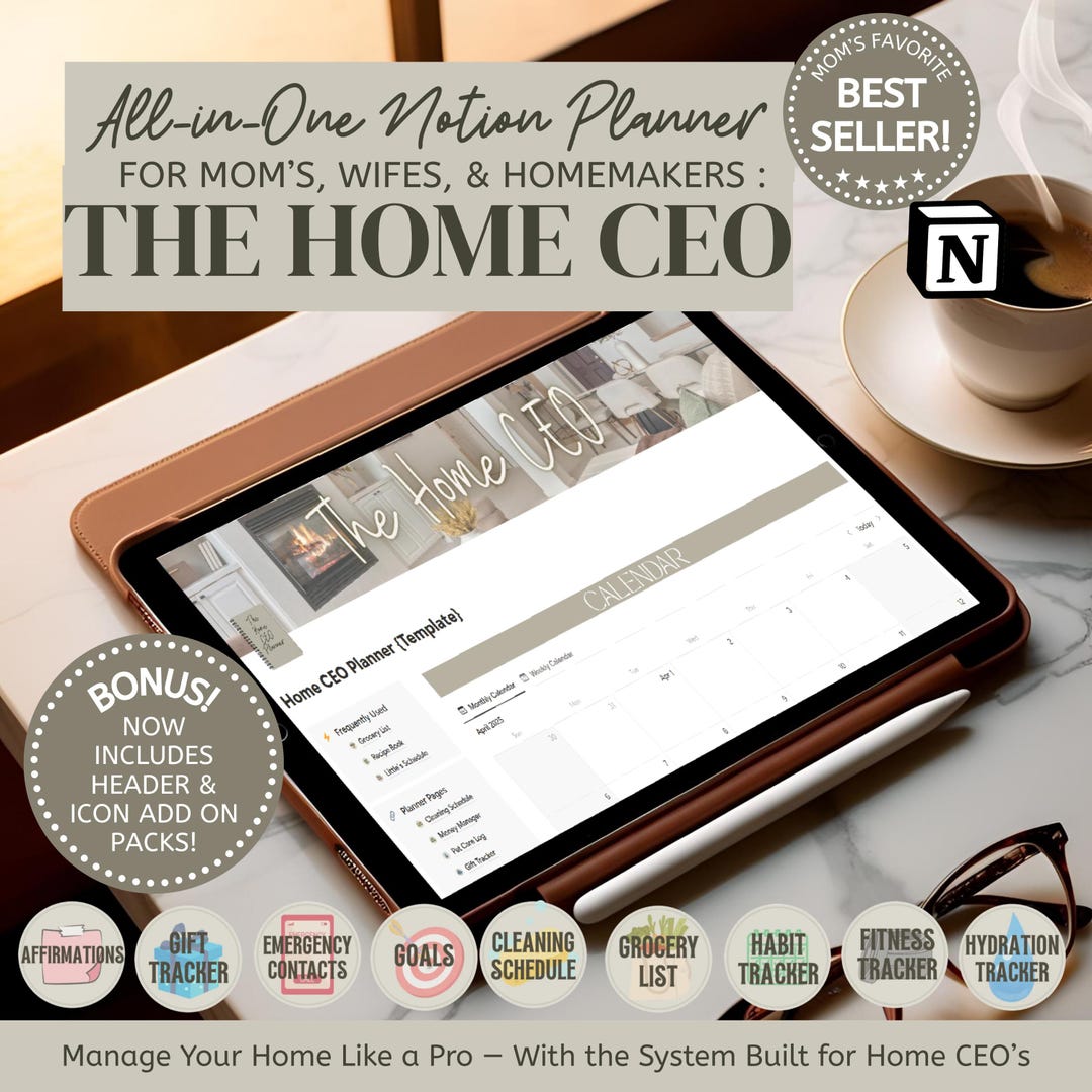 Home CEO Notion Planner: Ultimate Digital Planner for Moms, Habit ...