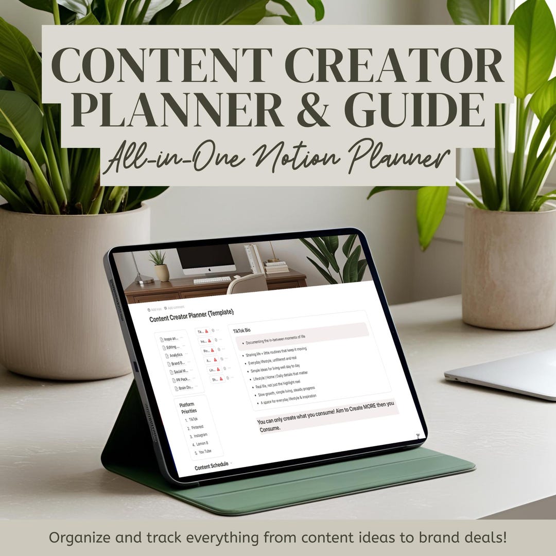 Content Creator Planner | Notion Template | Neutral, Aesthetic, Trendy ...
