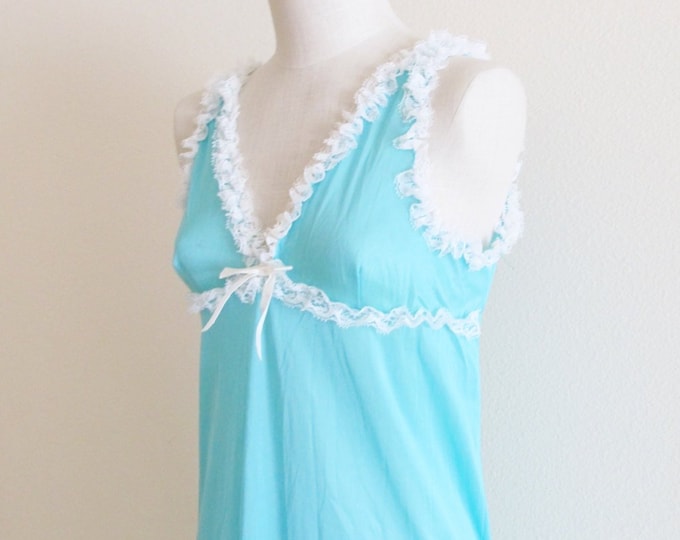 Vintage 1960's Lingerie Turquoise Nightgown / Sheer - Etsy