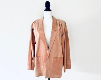 Avanti 1980’s Suede Leather Jacket / Vintage Pink Pig Hide Retro “Made in Yugoslavia” Hip Leather Coat Womans Size Medium