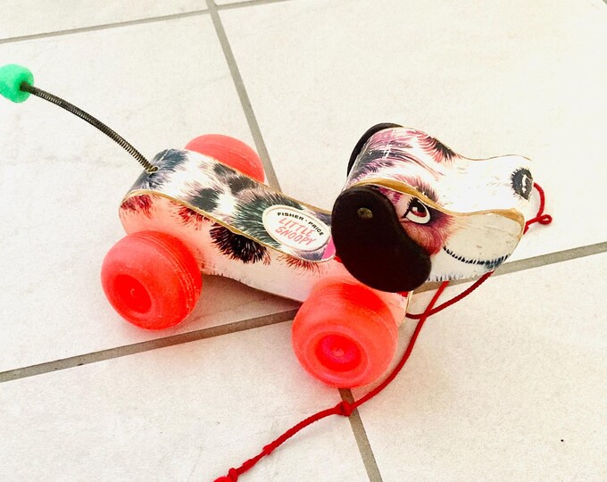Vintage Little Snoopy Dog Pull Toy / 1968 Fisher Price Wooden Puppy Toy ...