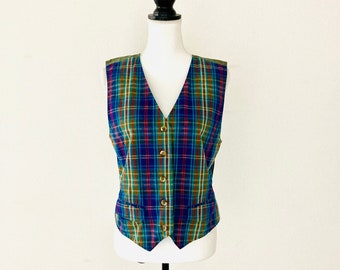 Liz Sport Striped Cotton Vest / Vintage 1990’s "Liz Claiborne" Sleeveless Jacket Womans Size S-M