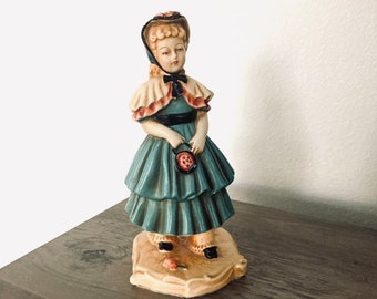 Shabby Chic Young Girl Figurine / Vintage 1800’s Style Home Decor Cute Adorable Petticoat Antique Statue
