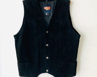 Chaleco de cuero para motocicleta para hombre / Chaleco de motociclista vintage de los años 90 para hombre, talla grande, estilo camionero, con flecos, estilo vaquero occidental