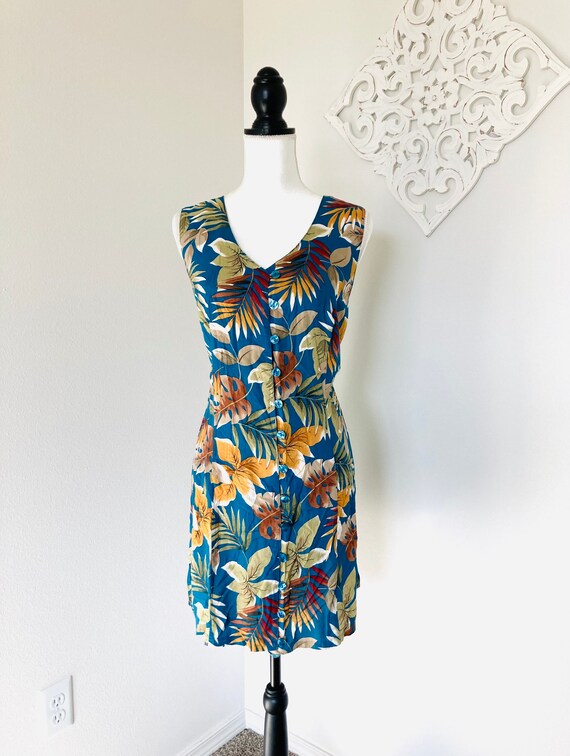 Autumn Leaves Rayon Dress / Vintage 1990’s Flowin… - image 5