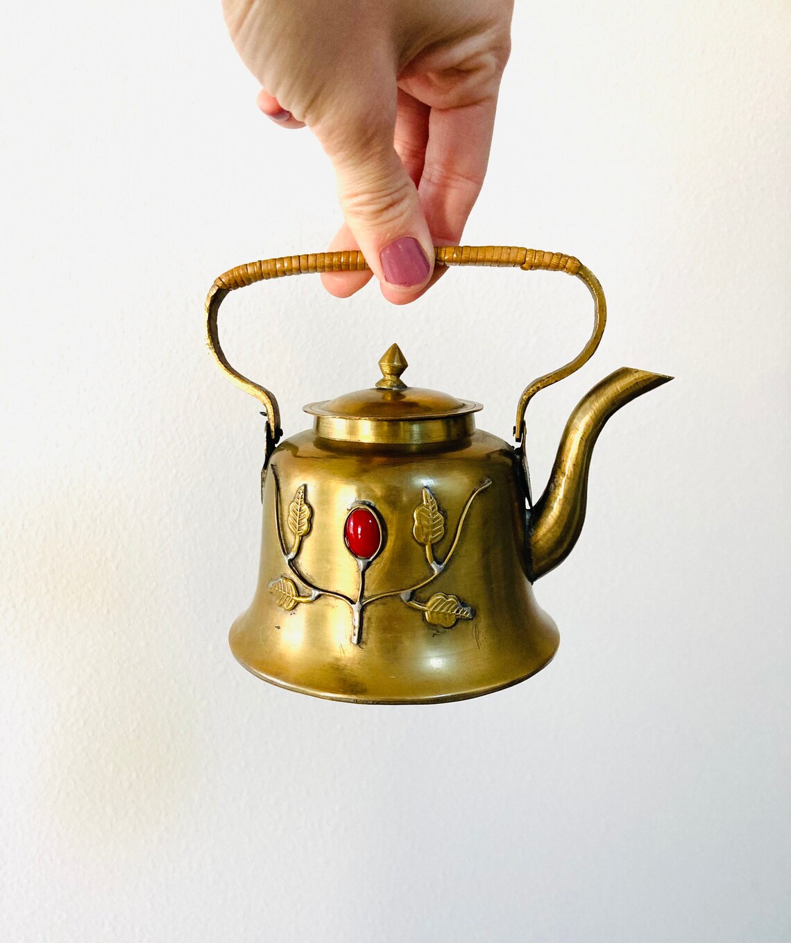 RARE Brass Tea Kettle / Chinese Vintage Tea Pot Green and Red Etsy