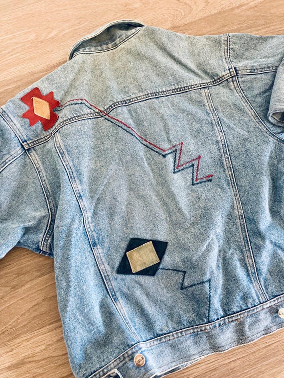 Vintage 90s Light Wash Denim Jacket: Zana-di Stonewashed Patchwork