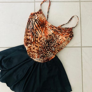 Vintage 80s Leopard Print Swimsuit - Exotic Animal Print, Size XS