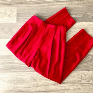 Vintage Rote Wolle Bundfaltenhose - 1980er Jahre John Antony Slacks - Größe S