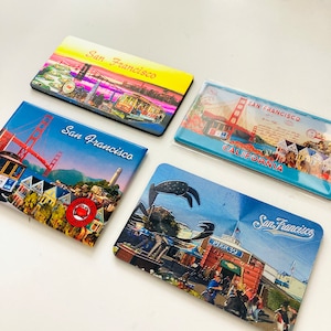 Vintage Souvenir Magnets / Set of 4 “San Francisco” California USA Fridge Magnets
