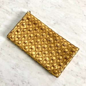 Yellow Gold Beaded Handbag Clutch / Vintage La Regale Made in Japan Uniquely Bead Styled Evening Bag Purse image 1