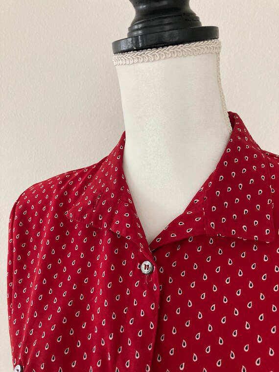 Retro Casual Red Blouse / Vintage 1980’s Polka Do… - image 5