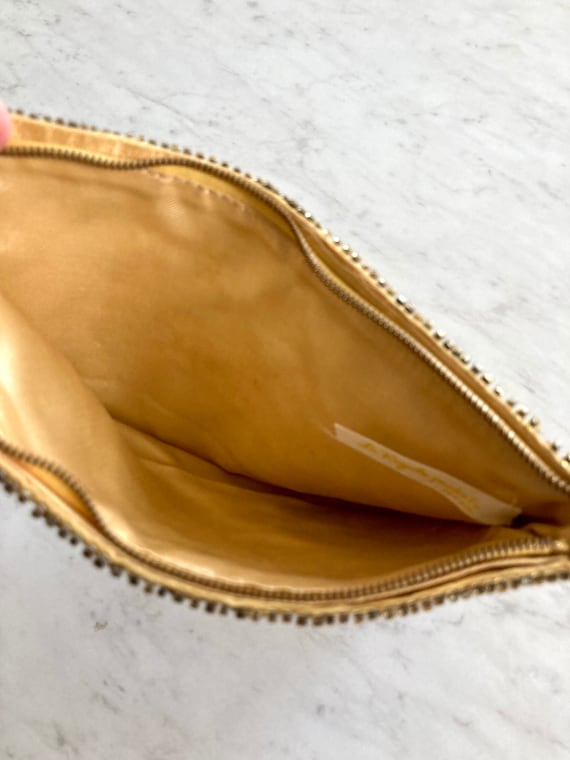 Yellow Gold Beaded Handbag Clutch / Vintage La Re… - image 4