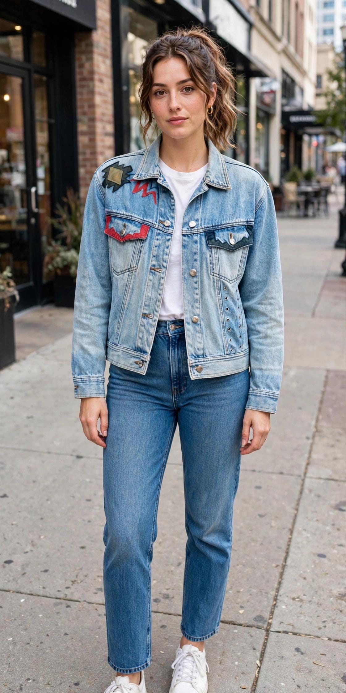 Vintage 90s Light Wash Denim Jacket: Zana-di Stonewashed Patchwork