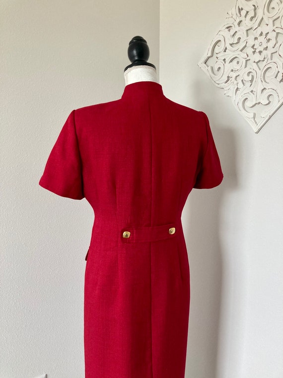 1980’s Red Classic Dress / Vintage Midi Lipstick … - image 8