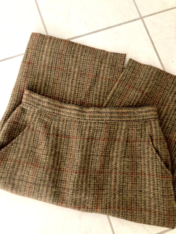 High Waist Wool Tweed Skirt / Vintage Brown Mid-Le