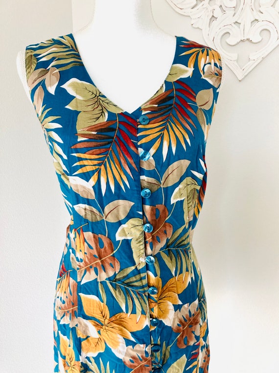 Autumn Leaves Rayon Dress / Vintage 1990’s Flowin… - image 6