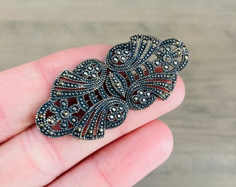 Art Deco Silver 925 Marcasite Jewelry Brooch Pin