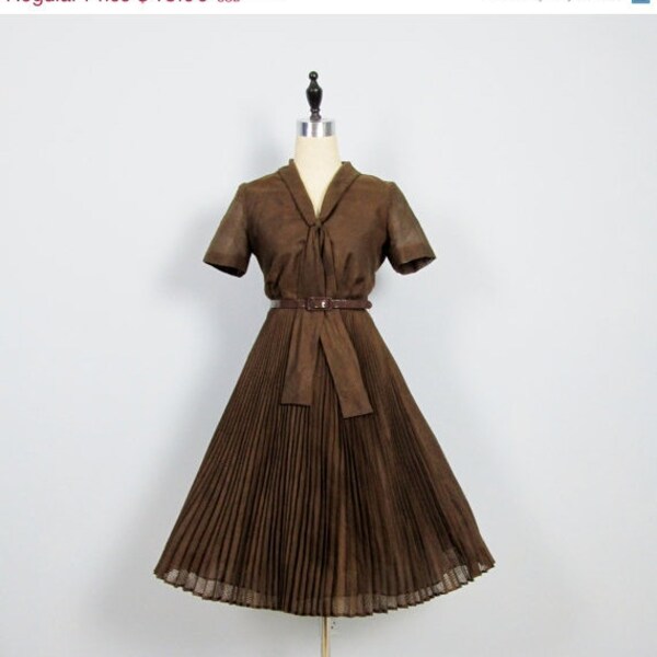 RESERVED Vintage 1950's Chocolate Brown Cotton Party Dress MAD MEN