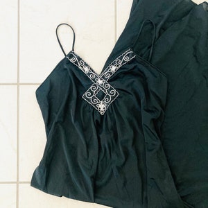 Elegant Black Lingerie Nightgown / Vintage Romantic Soft Silky Nylon ...